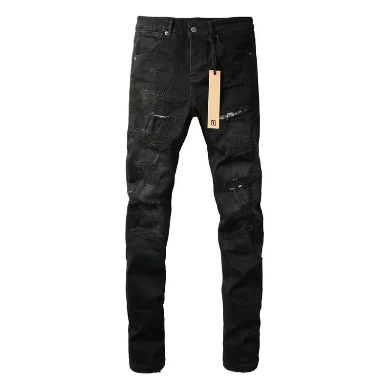 2025 KSUBI Men Personality Multi-style Low Rise Elastic Skinny Denim Pants American Style Ripped Trousers Jeans