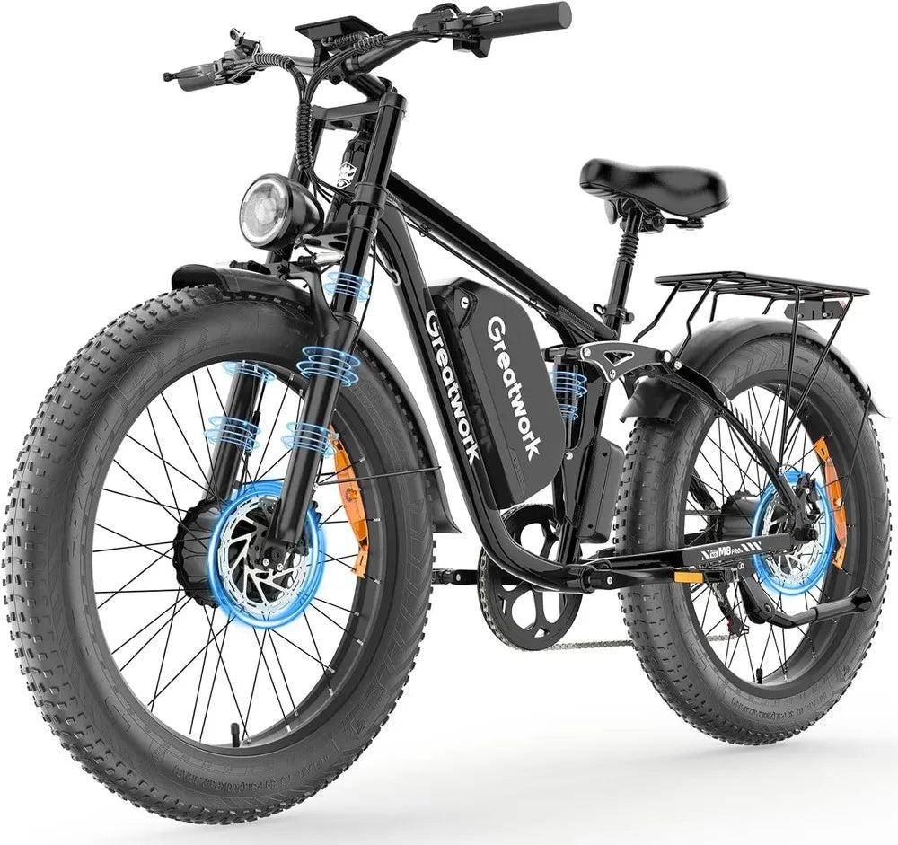 26" Electric Mountain Bike 3000W Peak E-Bike 48V 20AH Bicycle  50KM/H FatTyre