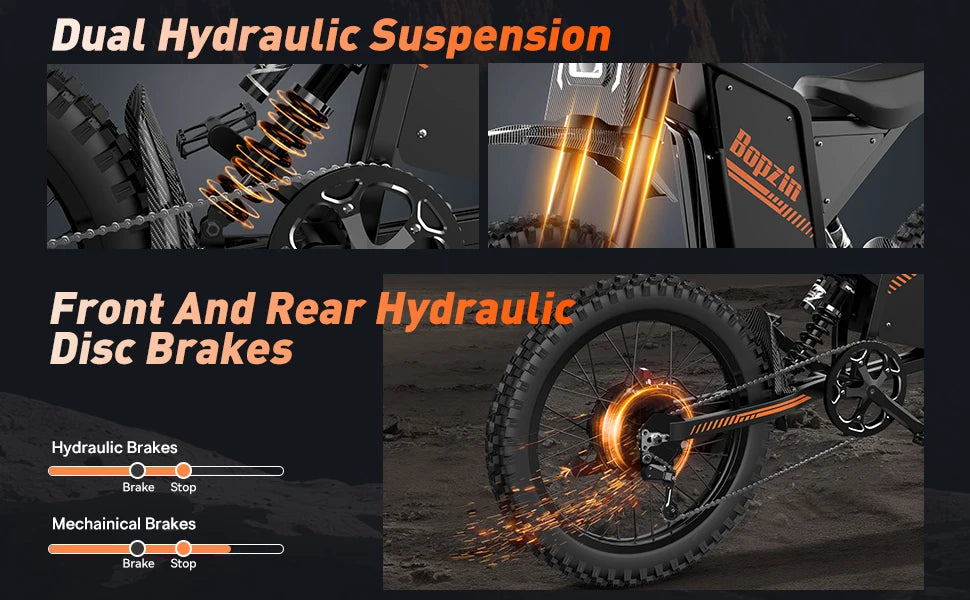 Electric Dirt Bike for Adults 45MPH 25" Fat Tire 3000W Electric-Motorcycle 60V 35AH Dual Hydraulic Brakes Full Suspension