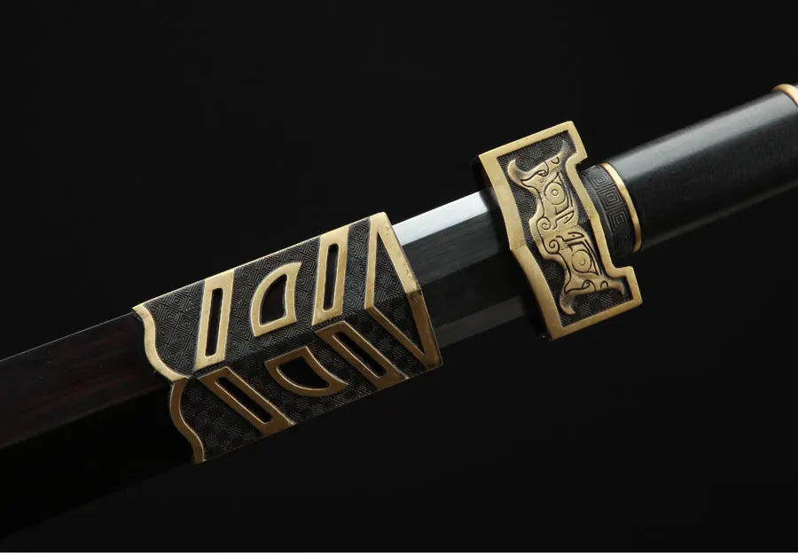 Chinese Kongfu Ruyi Jian Sword Folded Damascus Steel Blade Real Full Tang Sharp Ready Battle Metal Handle Taichi Swords Katanas