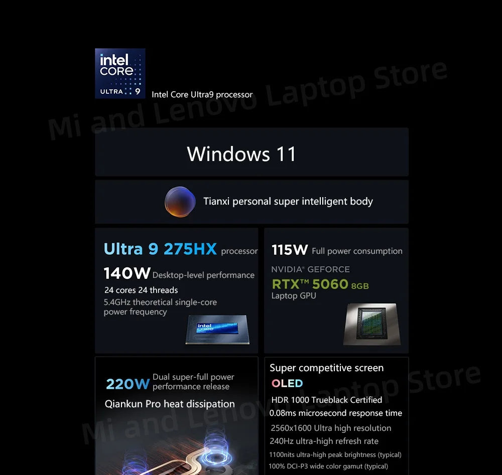 Lenovo LEGION Y9000P 2025 Ultra9 275HX RTX 5060/RTX 5070 8G 32GB 1TB 16inch 2.5K 240Hz Screen