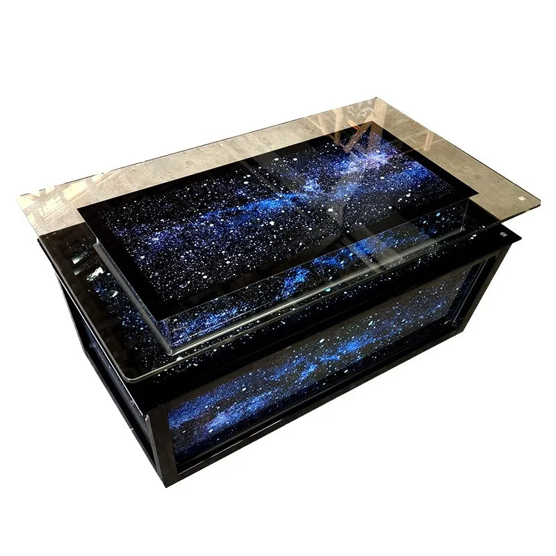 Luminous Tempered Glass Coffee Table Custom Color Size Coffee Table Display Design salon Wohnzimmer Tisch Home Accessories