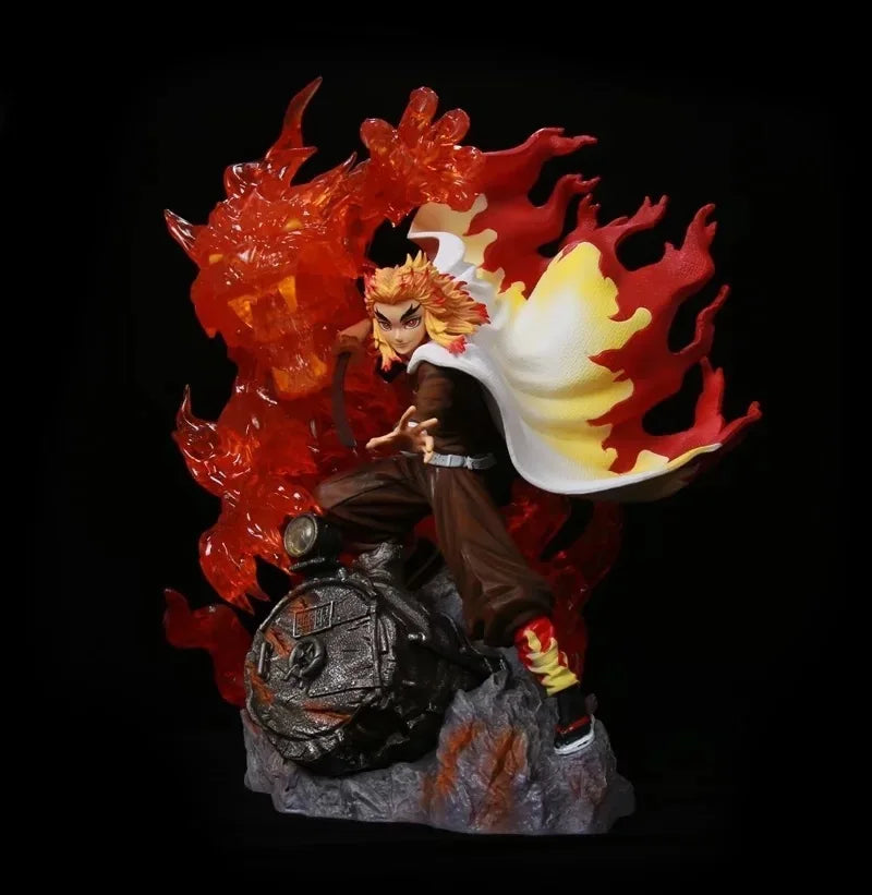 39cm Demon Slayer Rengoku Kyoujurou Action Figure Flame Breathing Light-Up Statue PVC Anime Character Collection Model Fan Gift