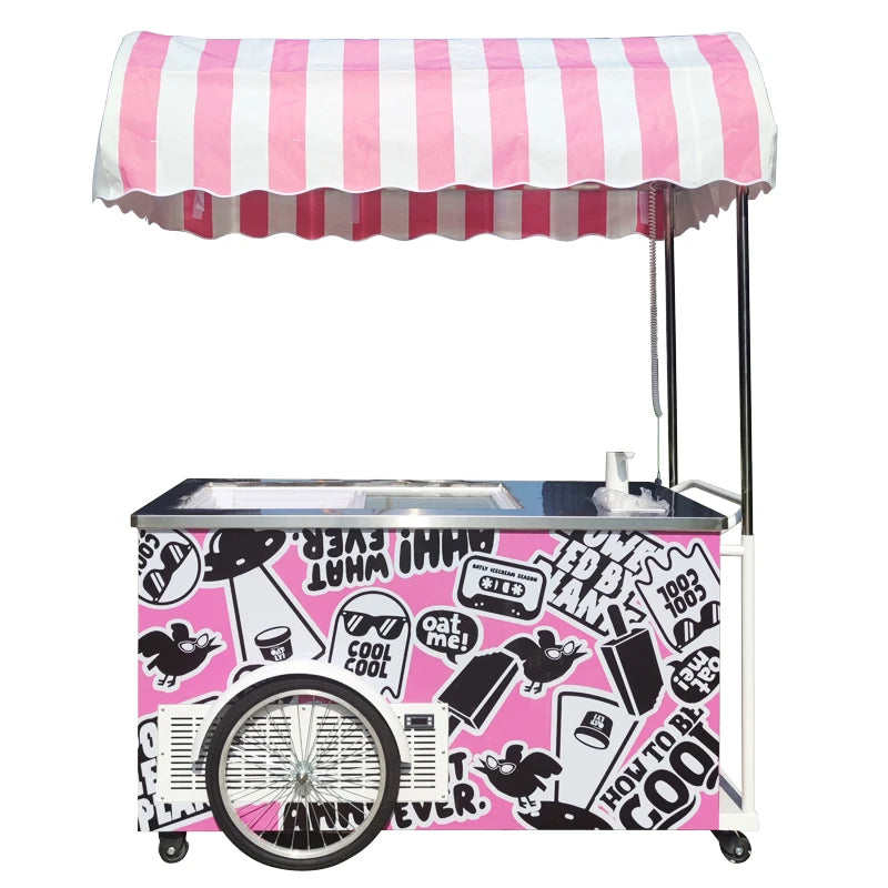 Italian Gelato Cart Electric Tricycle With Freezer Display Mobile Ice Cream Bike Customized Vending Commercial Street Food Kiosk