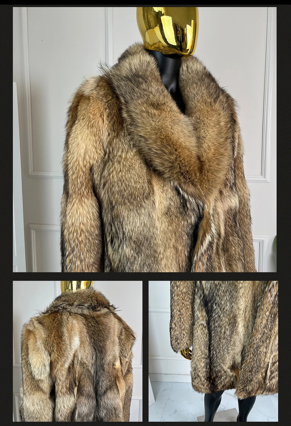 Real Fur Coat For Men Coyote Fur Coat Natural Wolf Fur Coats New Fashion Mens Clothing