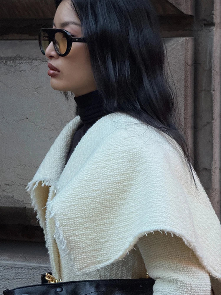 Fashion Large Turn-down Women's Cardigan Solid Single Breasted Back Split Knit Coat Female 2026 Spring Autumn New In Outerwear