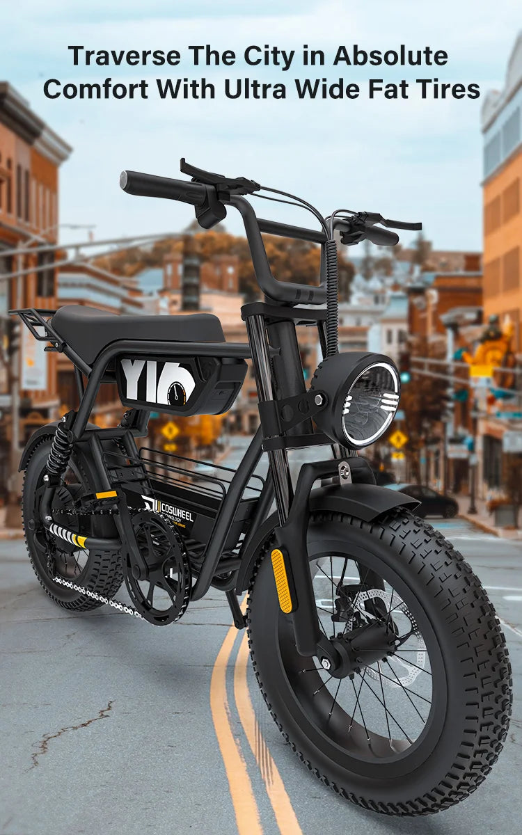 Coswheel Y16 adult E-bike 1000W 48V15Ah battery commute Electric Bike,16-inch Fat Tire E-Mountain bike