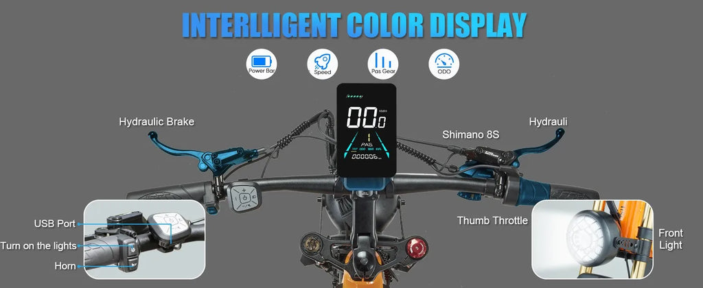 New 26" Electric Foldable Bike 1000W E-Bike 48V 30AH Bicycle  28mph Fat Tyre