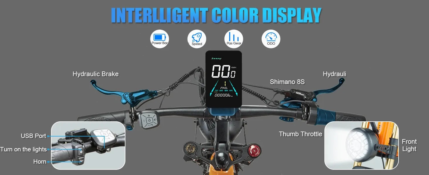 New 26" Electric Foldable Bike 1000W E-Bike 48V 30AH Bicycle  28mph Fat Tyre