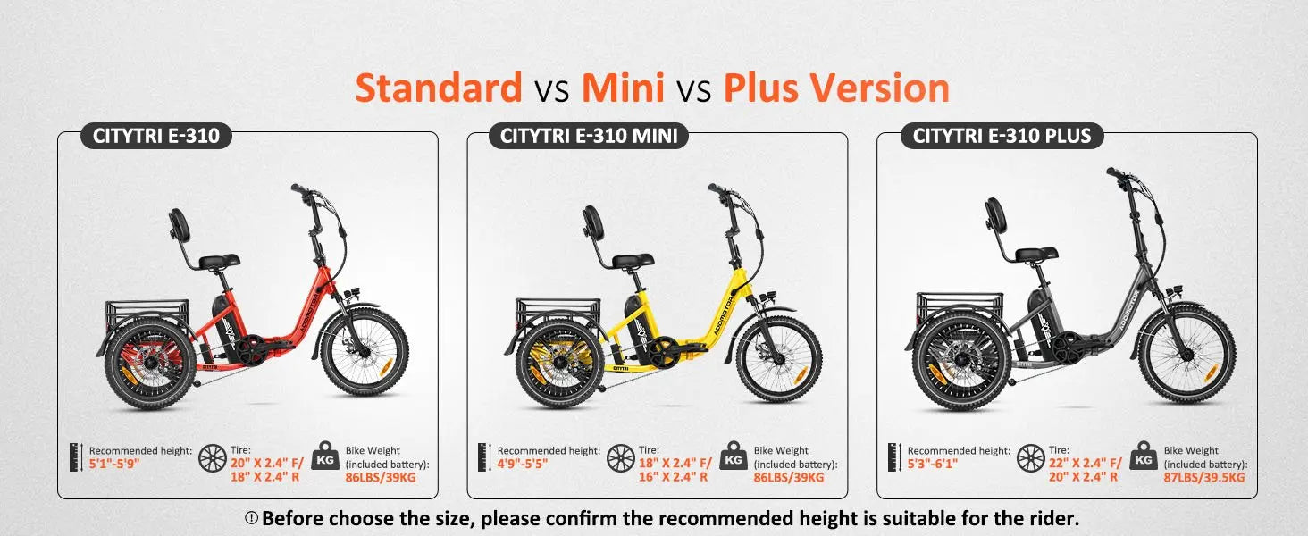 Folding Electric Trike E-310 Plus ADDMOTOR 750W 48V 20Ah 3 Wheel E-bikes