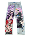 Y2K Vintage Harajuku Anime Graphic Jean Streetwear Retro Japanese Cartoon Print Loose Fit Denim Pants High Street Men Women Jean