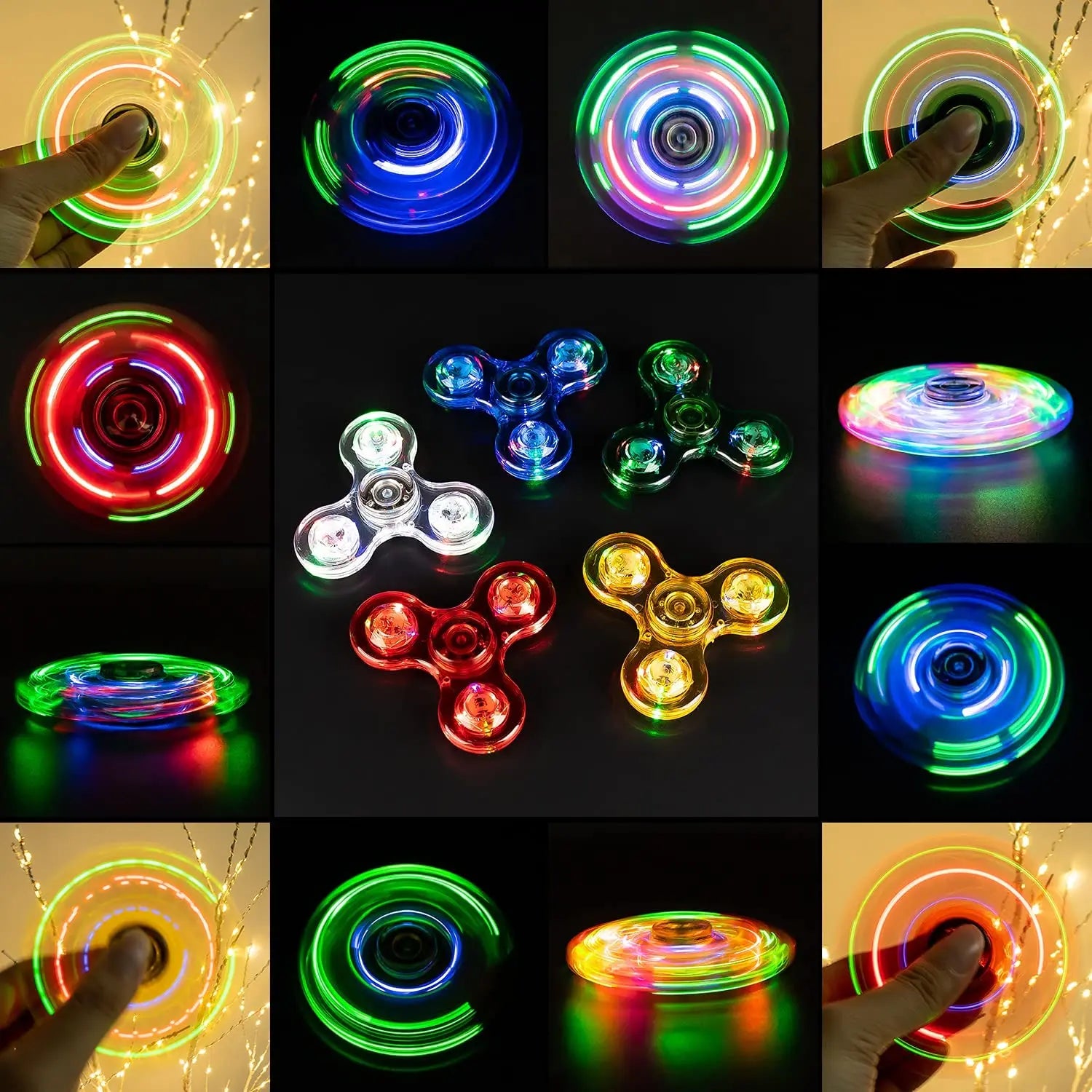 Glow in Dark LED Light Fidget Spinner Finger Toy Hand Spinner Stress Reduction and Anxiety Relief for Children