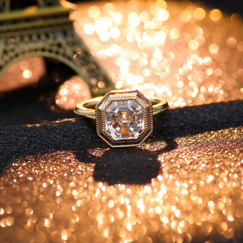 Provence Luxury Rings 14K18KGold D/VS1 IGI Lab Grown Diamonds Rings for Men Asscher cut Engagement Rings  Personalized Custom
