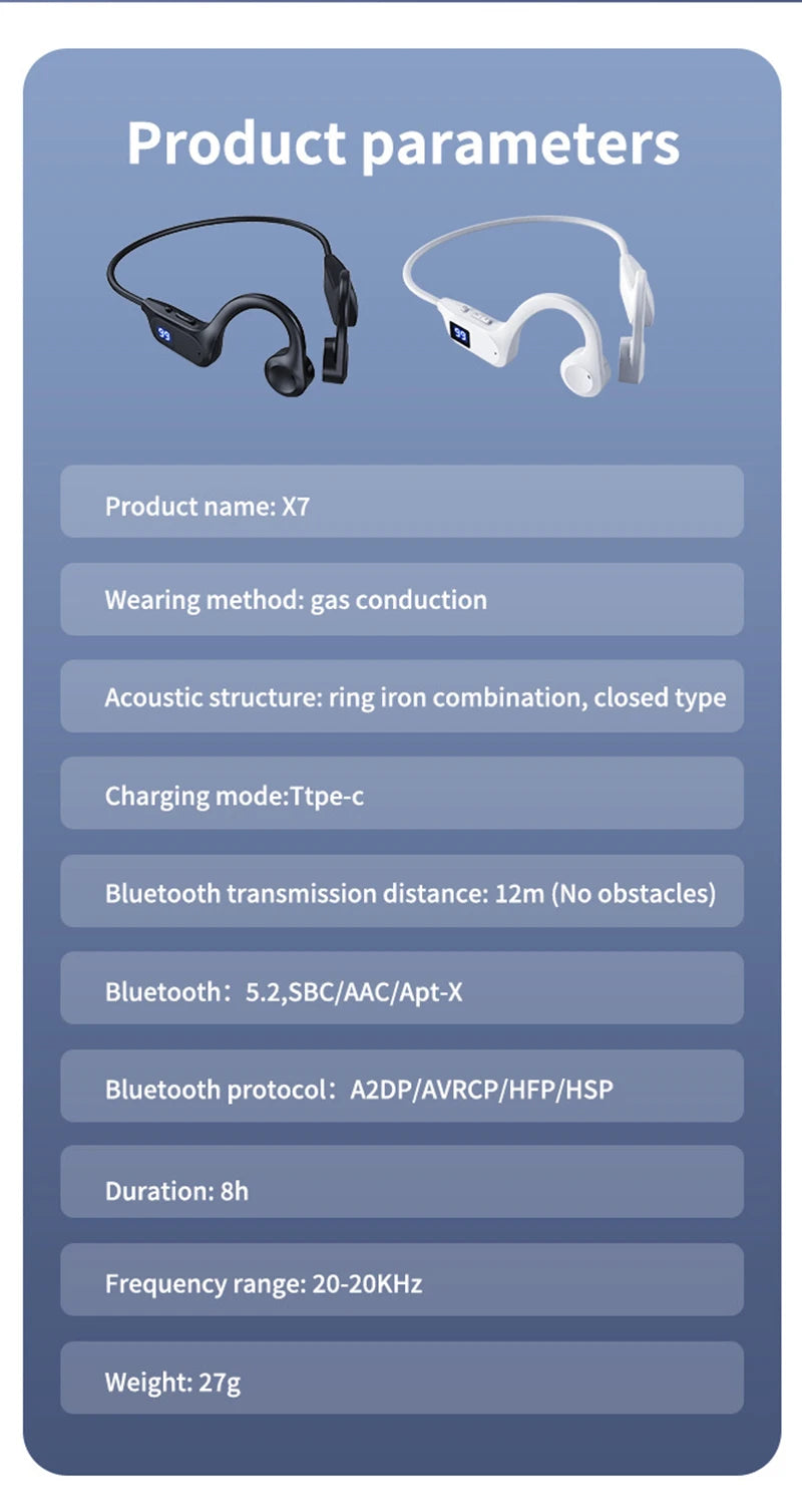 Hot X7 X8 Real Bone Conduction Sport Headphone Wireless Earphone Bluetooth-Compatible Headset Hands-free with Mic for Swimming