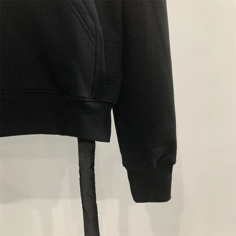 Autumn Zipper Design Black Hoodies Men's Women's Sportswear Jacket American Rock Hip Hop Street Wear Elastic Knitted Coats