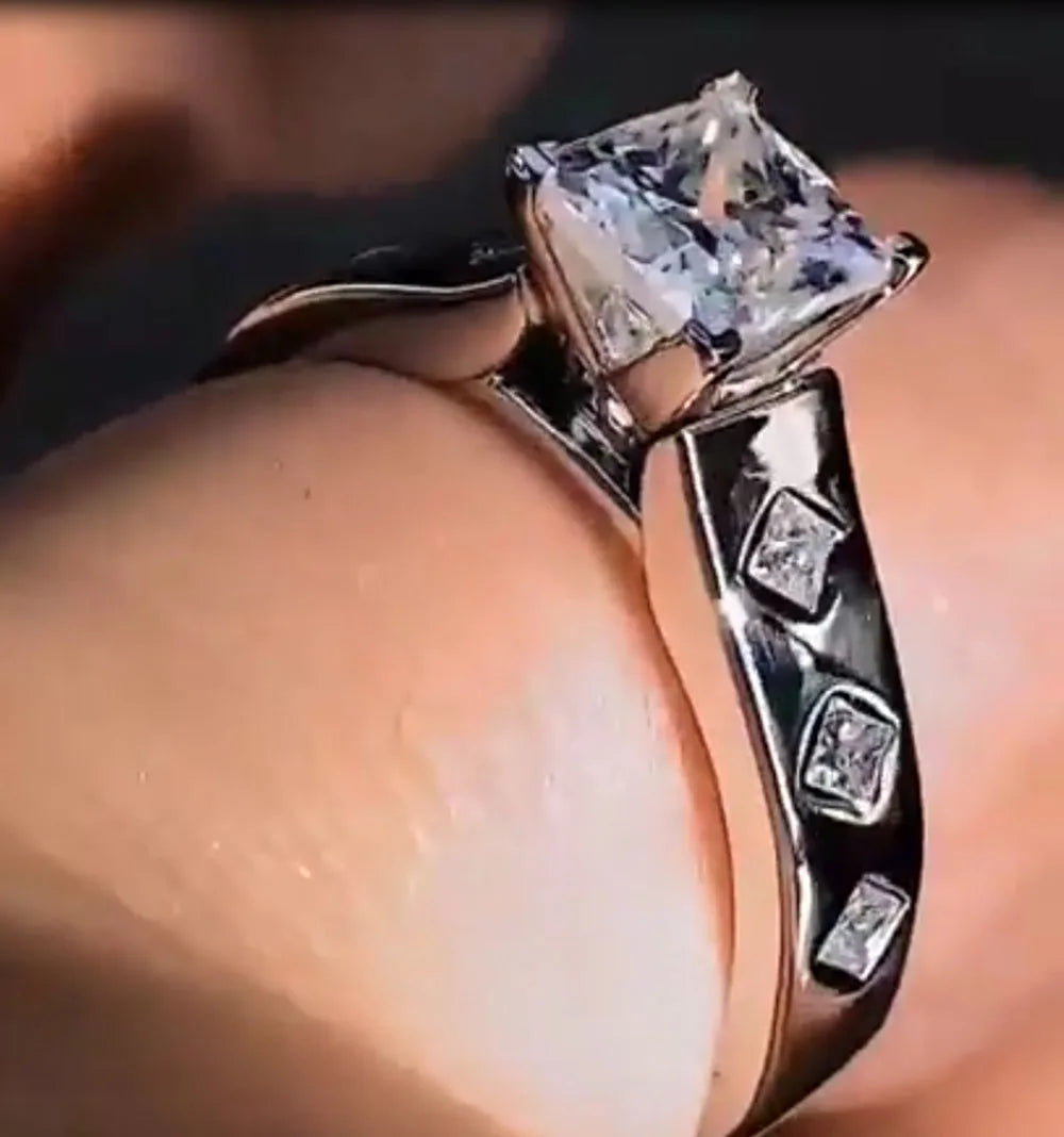 Custom Solid 18K White Gold Women Men Wedding Party Anniversary Engagement Ring 1 2 3 4 5 Ct Princess Moissanite Diamond Ring
