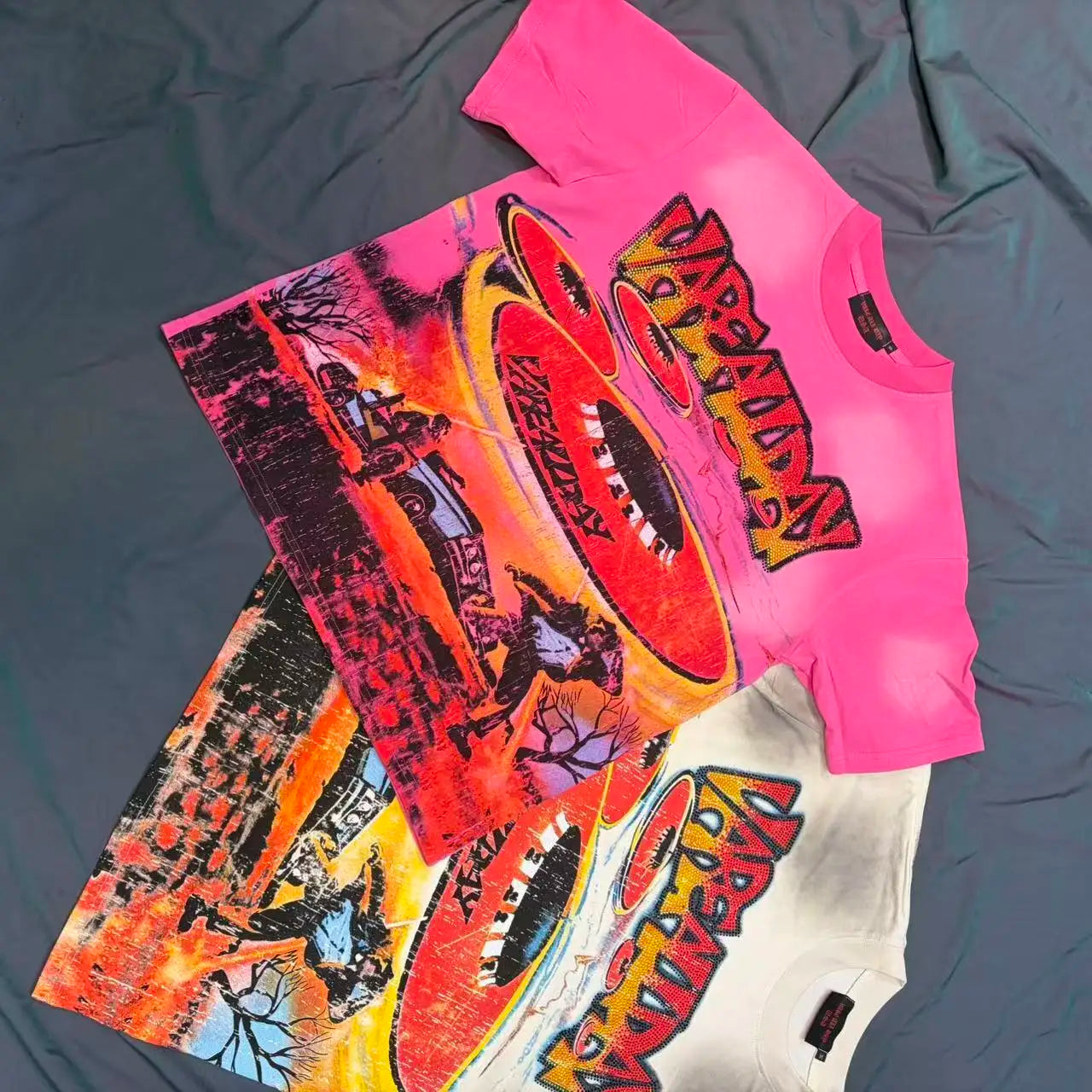 Streetwear Letter Rhinestone Cotton Short Sleeve Tshirts for Men and Women Harajuku Hip Hop Loose Shinning Diamond Tees Oversize