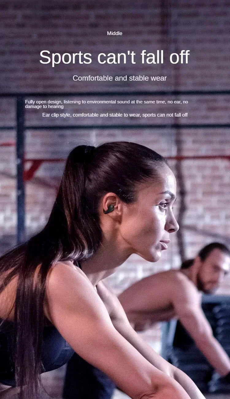 T75 Fone Bluetooth Headset 5.3 Wireless Air Conduction Headphones Clip Ear Music Noise Canceling HD Call Sports Gaming Earphone