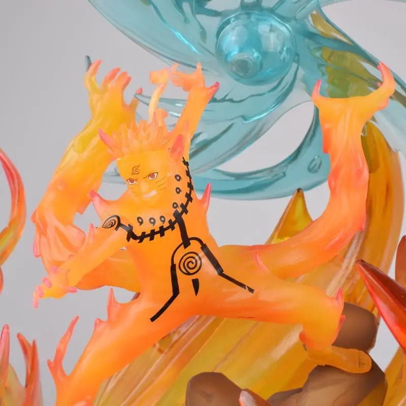 34cm New NARUTO Anime Figure Uchiha Sasuke Uzumaki Naruto PVC Model Scene Statue Desktop Ornaments Kids Birthday Gifts Toys