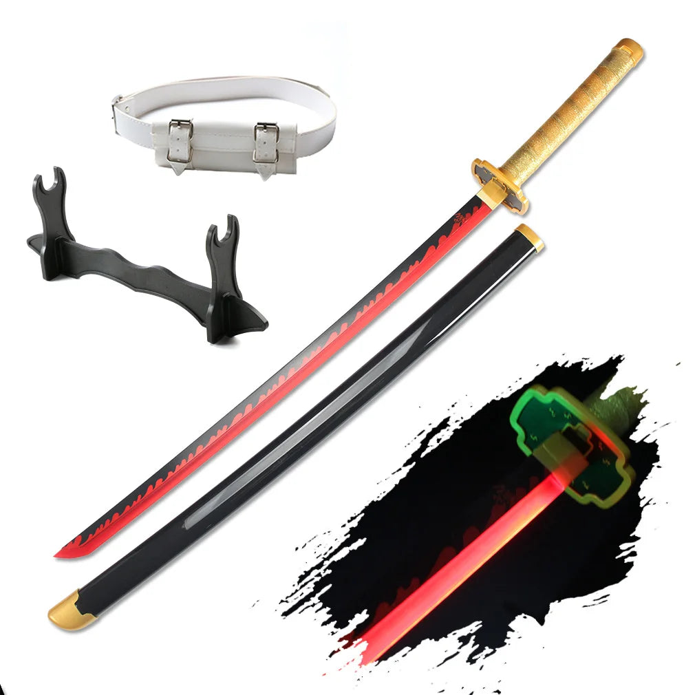 41″ LED Light Up  Sword Katana Japanese Anime Cosplay Samurai Swords Tanjiro Nichirin Sword withholder And Belt