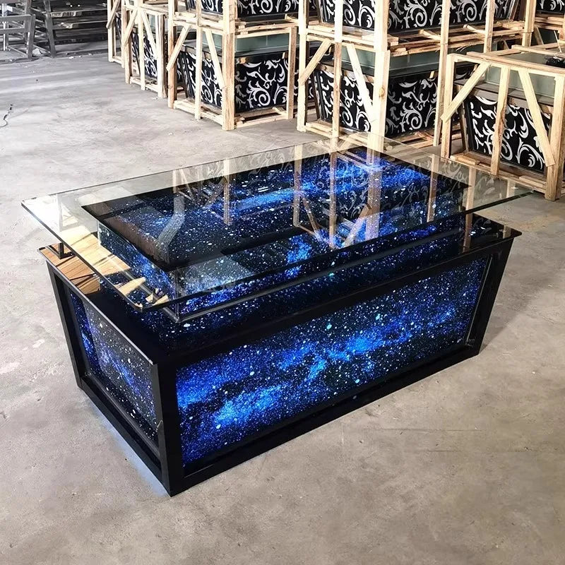 Luminous Tempered Glass Coffee Table Custom Color Size Coffee Table Display Design salon Wohnzimmer Tisch Home Accessories