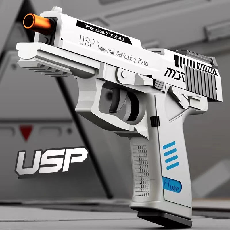 Shell Ejecting Toy Gun Airsoft Pistol Soft Bullet USP Weapon Children Armas Continuous Shoot Outdoor Game Toys for Boys Kid Gift