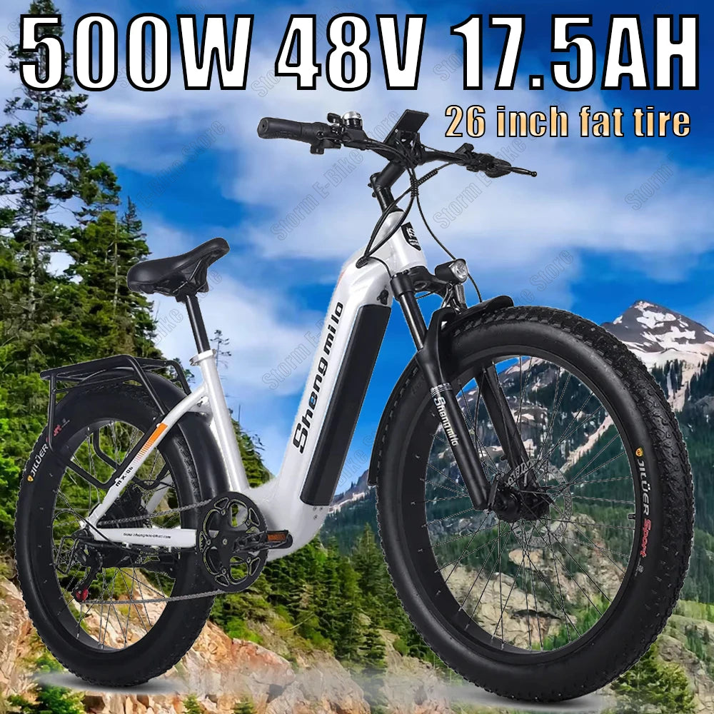 Mountain Electric Bike 500W Motor 48V17.5 Lithium battery 26-inch Tire Urban Commuter Electric Bike  Beach Travel E-Bike