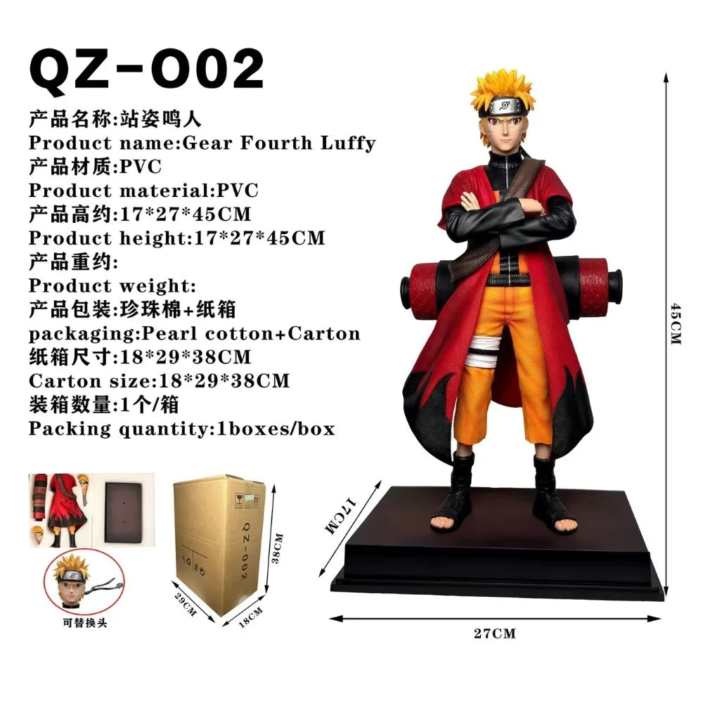 Naruto Uzumaki Standing Pose Action Figure 45cm PVC Static Anime Figures Collectible Model Toys Desk Decor Gift for Boy Fans