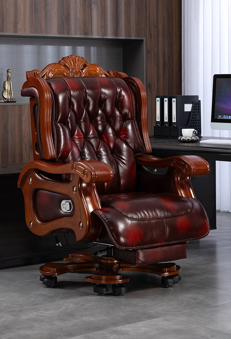 Leather Wheels Office Chair Armrest Ottoman Massage Executive Swivel Chair Comfortable Designer Silla De Escritorio Furniture