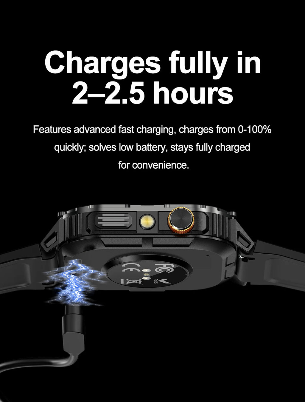 New 1000mAh military outdoor smartwatch for men, LED flashlight, IP68 waterproof, GPS sports, 2.01-inch Bluetooth call smartwatc