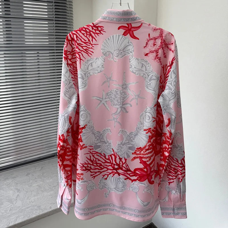 Luxury Royal Shirt Men Autumn Clothes Casual Long Sleeve Digital Printing Manga Longa Prom Party Shirts Roupas De Luxo Masculina