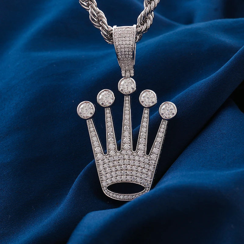 Provence custom hip hop jewelry 925 silver crown pendant iced out lab diamond pendant men women party birthday Anniversary gift