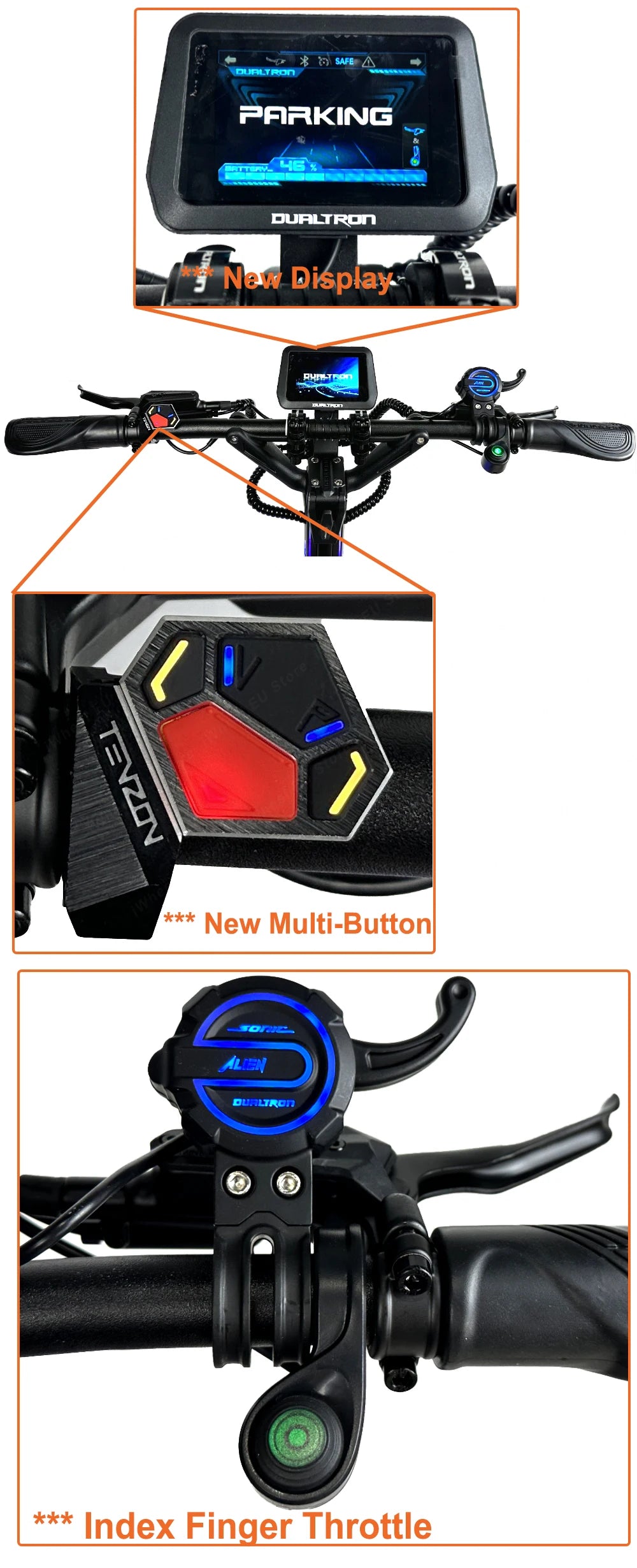 Dualtron Sonic Alien 72V 40Ah EVA Display with Anti-theft Control Dual Motor 2500W*2 Top Speed 100km/h with GPS Function Scooter