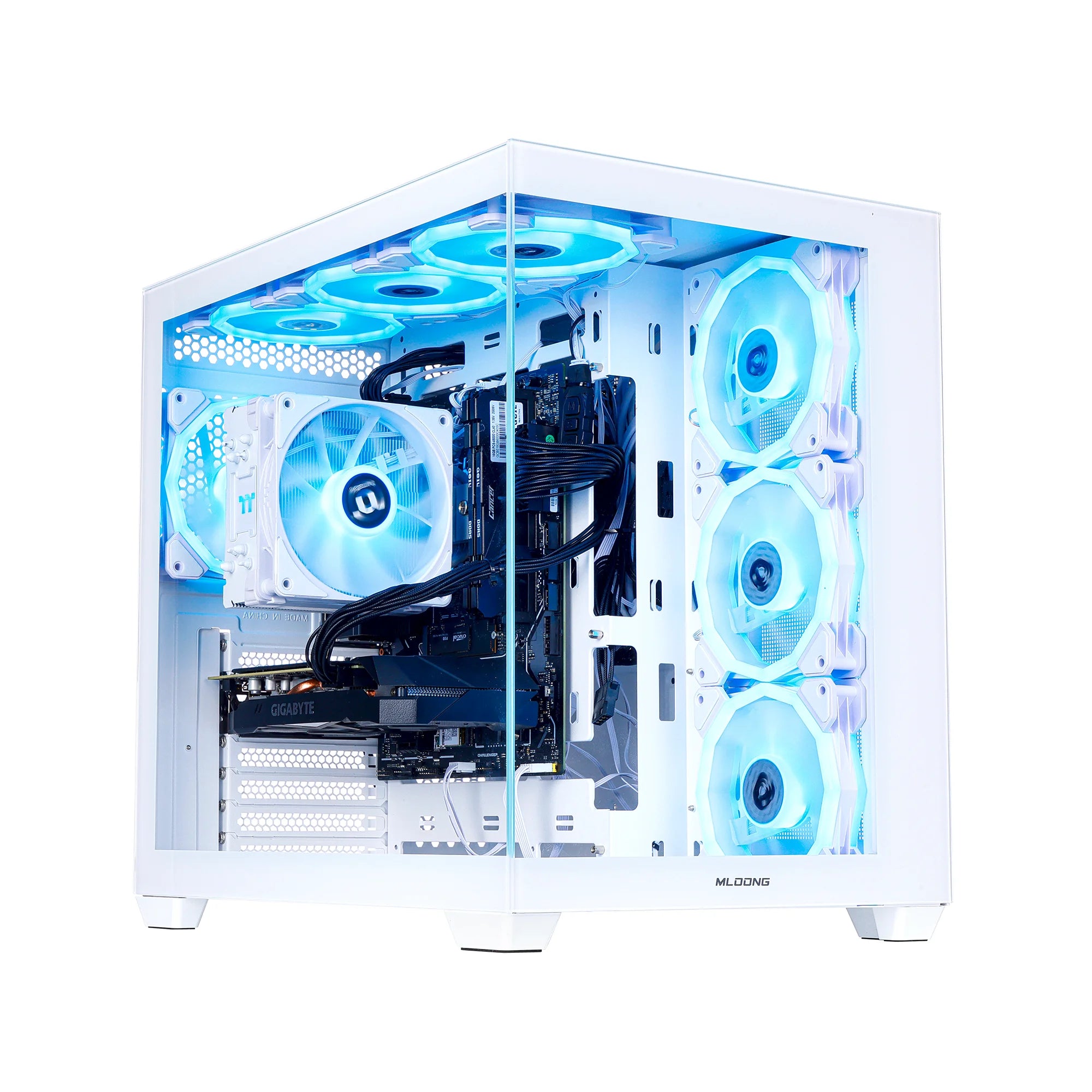 MLOONG Gaming PC Desktop, AMD Ryzen 7 8700F, GeForce RTX 5060Ti 8GB, 32GB DDR5 RAM, 1TB NVME SSD, 650W PSU, Windows 11 Home 64-b