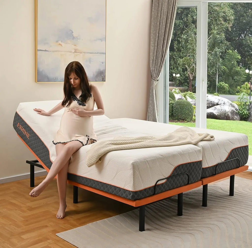 Split King Adjustable Bed Frame - Independent Control, Adjustable Bed with Massage, Wireless Remote, Foot&Head, Customized