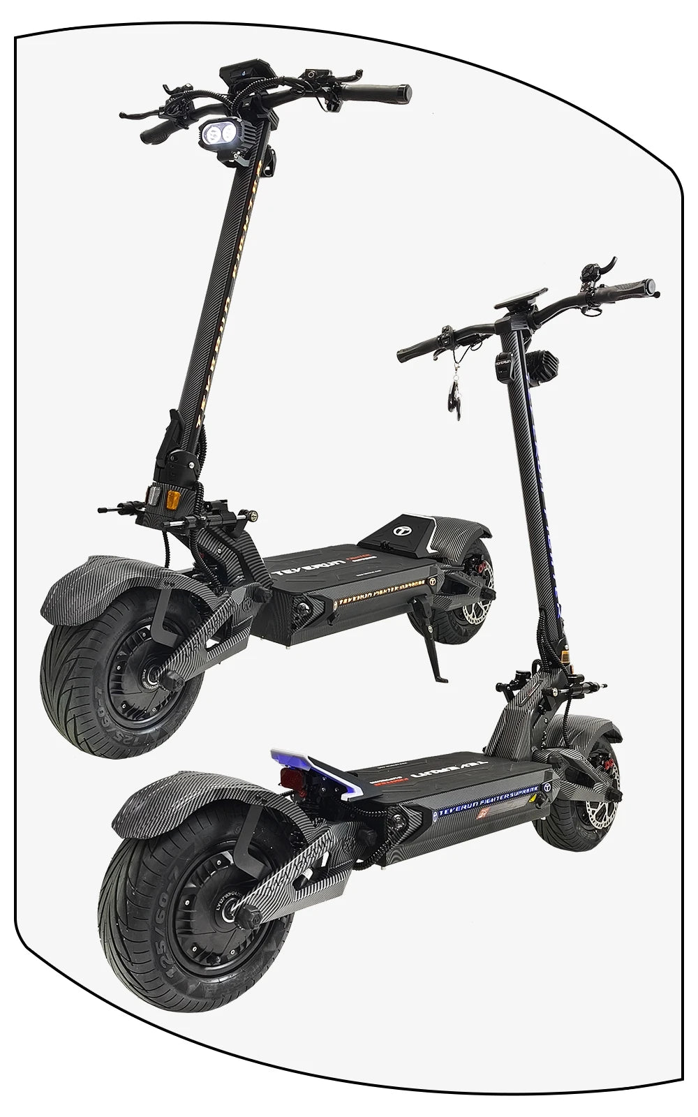 TEVERUN Fighter Supreme+ 7260R V4 2500W*2 Dual Motor 72V 60Ah Battery 4inch Display 4Pistons Brake 13inch Tire Scooter