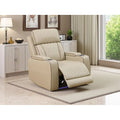 Beige Leather Power Reclining Chair Set, Sectional Sofa with Reclining and Storage, LED-lit Living Room Furniture