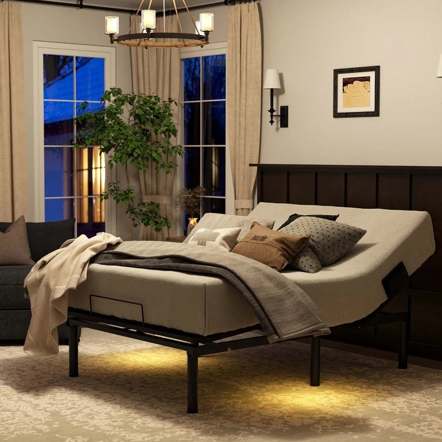 Adjustable bed frame Twin Size Bed Frame Black Easy Assembly