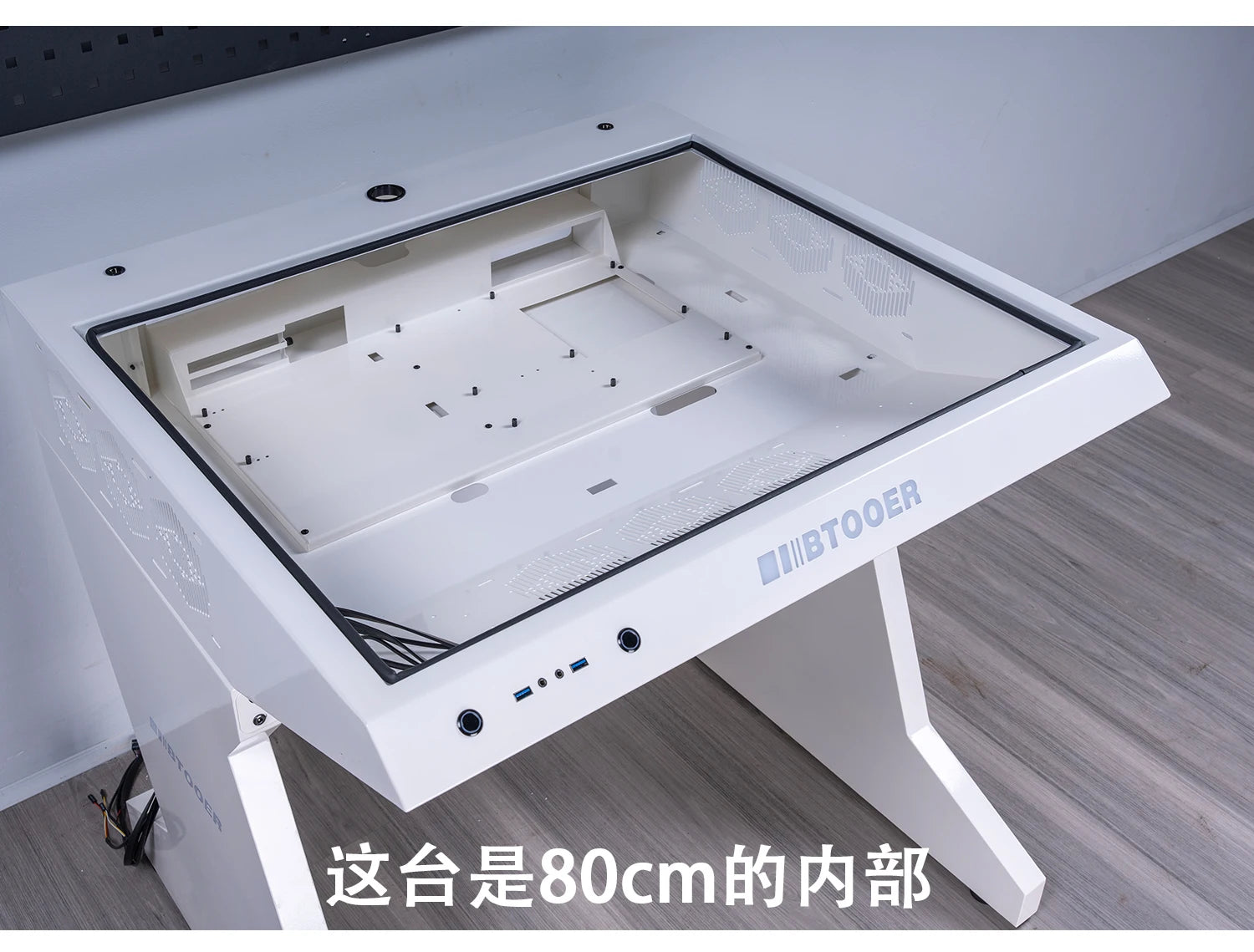 btooer Computer Case All-in-One Desk Cool Sci-fi Water Cooling Irregular Built-in Fully Transparent Large Case E-sports