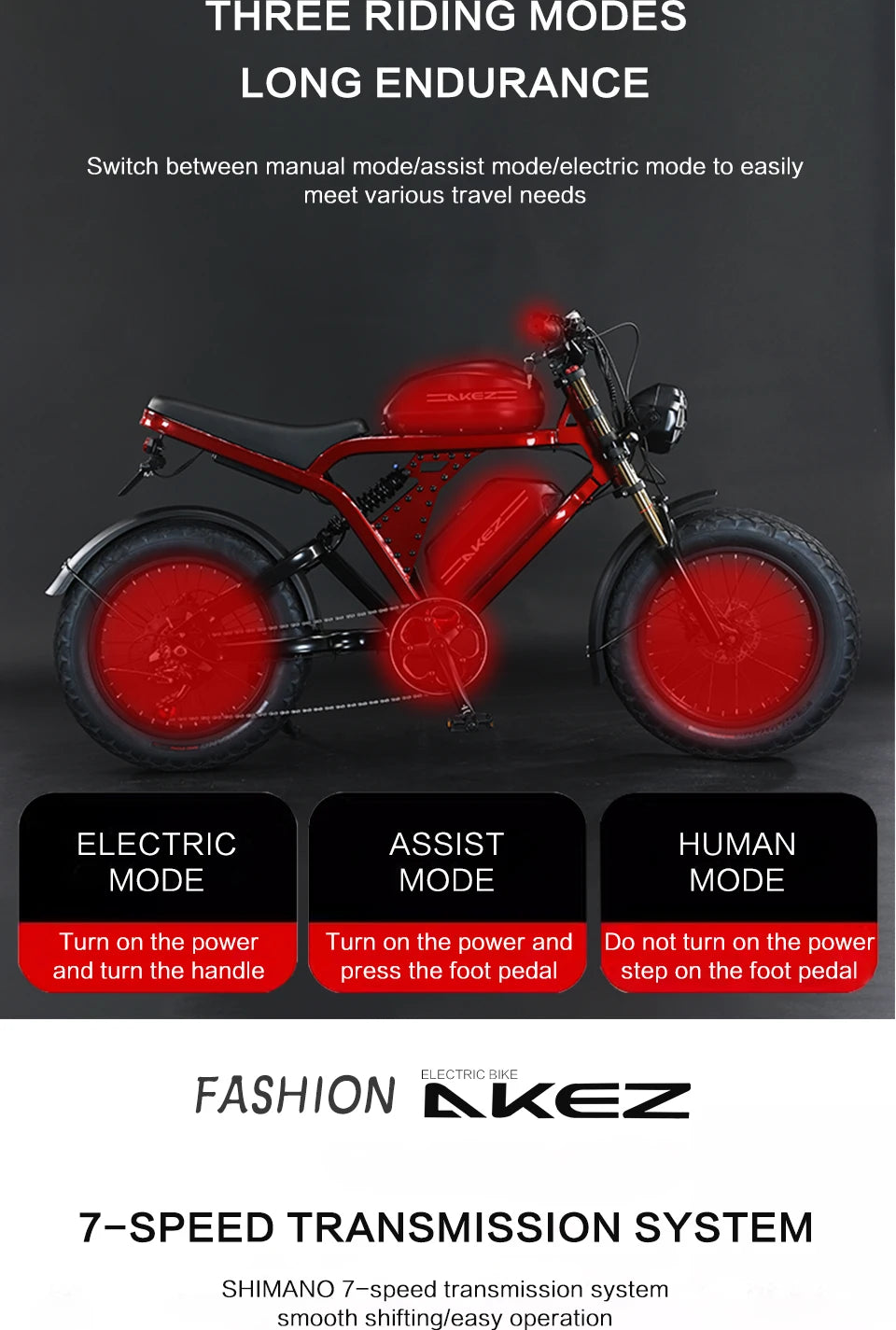 US Warehouse AKEZ 1500W 52V 55Ah Electric Bike, Aluminum Alloy Adult E-Bike, Wholesale Supply