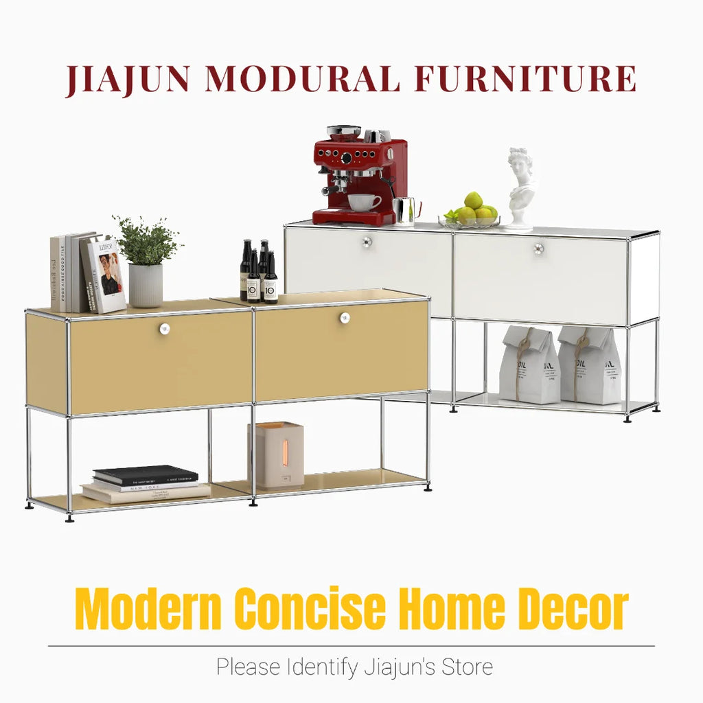 Hot-Seller | Minimalist Steel Storage Side Cabinet｜Slim Profile Flip Door Unit for Hallway | Flip-Top Cabinet for Living Room