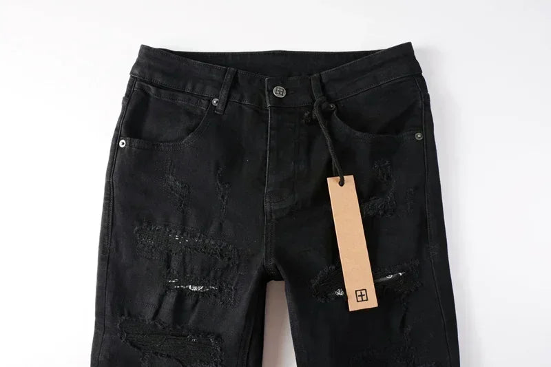 2025 KSUBI Men Personality Multi-style Low Rise Elastic Skinny Denim Pants American Style Ripped Trousers Jeans