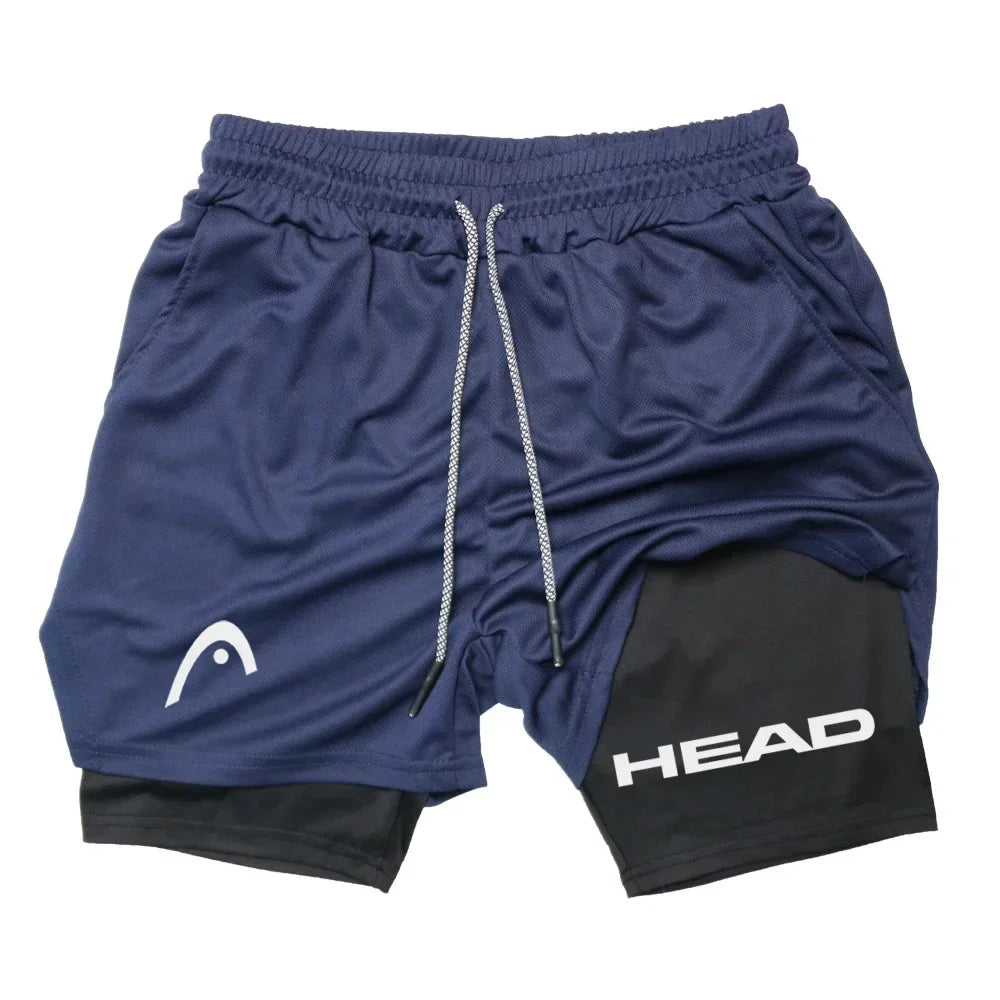 Anime Berserk Head Running Shorts Men Fitness Gym Training 2 in 1 Sports Quick Dry Workout Jogging Double Deck Summer