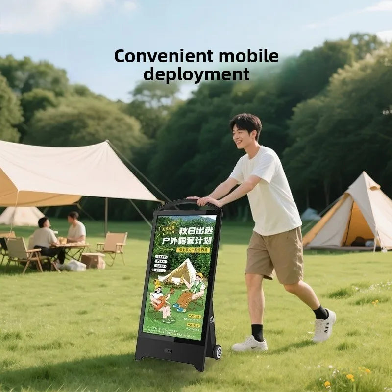 Portable LCD full-fit out-of-home advertising machine, built-in battery waterproof integrated mobile electronic water sign