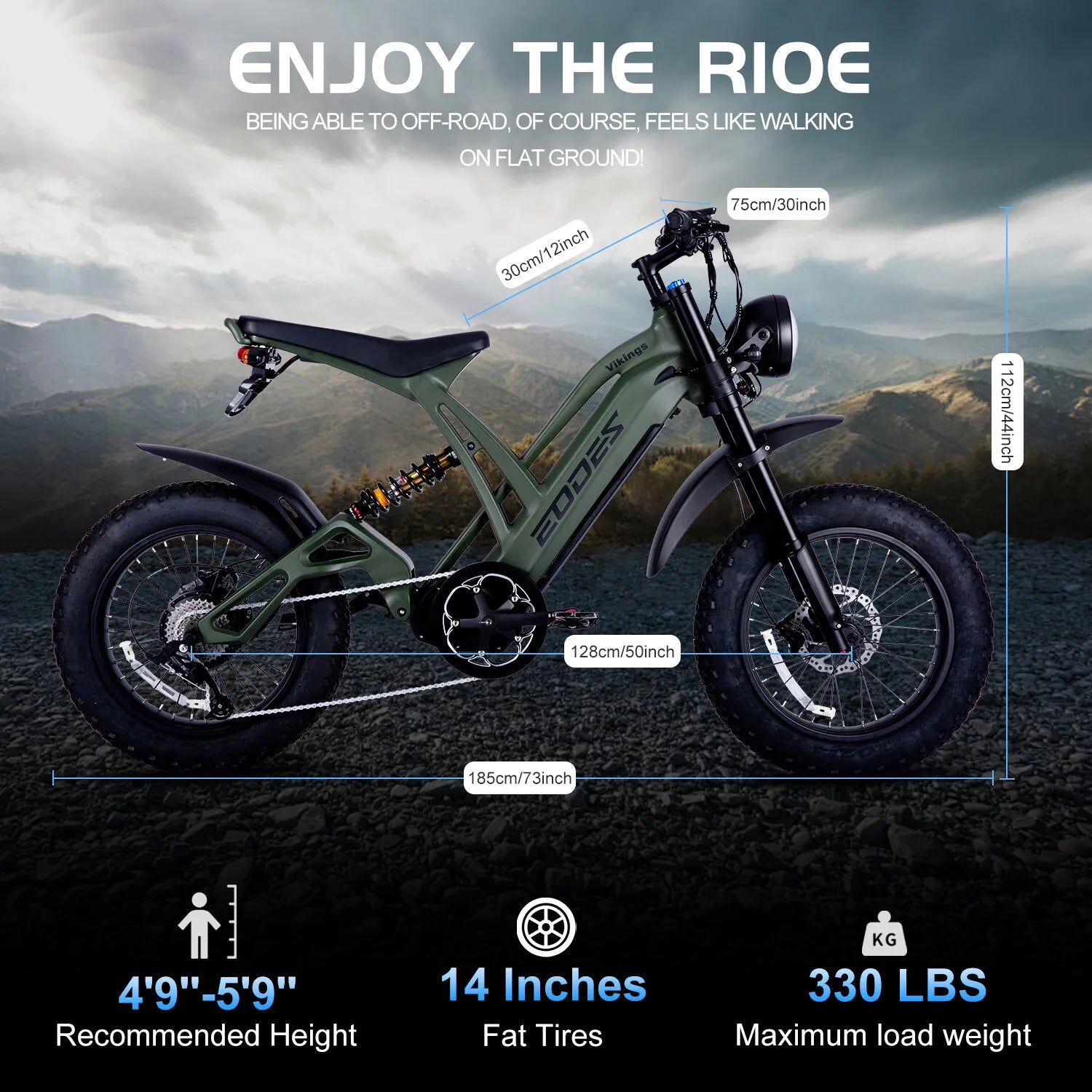 New 20" ELECTRIC BIKE 1000W 52V 20AH UP TO 32KM/H E-BIKE & Torque sensor  USA