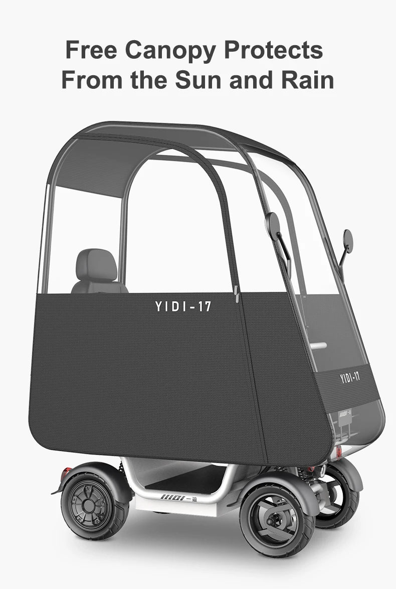 Travel Sunshade 4 Wheels 48V 1000W Wide Seat Reverse Gear Mobility Disabled Handicapped Elderly Electric Scooter For Seniors
