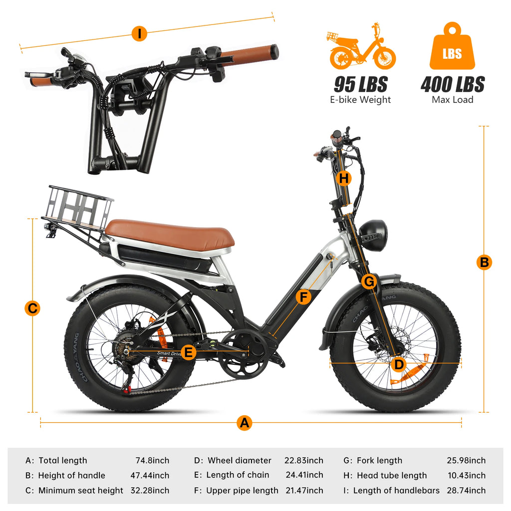2000W All-terrain Electric Bike, 48V30AH Electric Mountain Bike, 35MPH,106 Miles Per Hour, 20''x4'' E-Bike, Load-bearing 400lbs