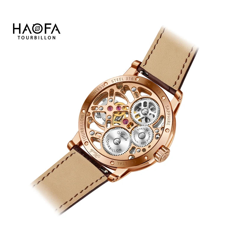 Haofa Manual Tourbillon Mechanical Watches For Men Waterproof Skeleton Luxury Sapphire Flying Tourbillon Movement Men Watch 1940