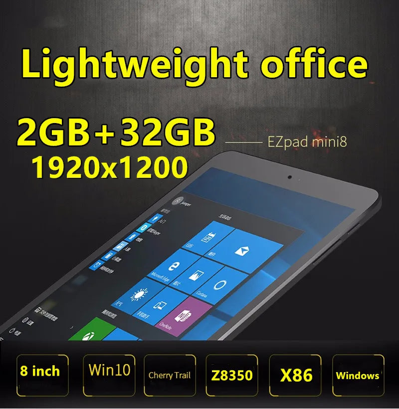 Tablet PC 8 INCH  Windows 10 Tablet PC CPU 2GDDR RAM 32GROM 64 Bit System Z8350 WIFI Quad Core  Office Work Dual Cameras SIM