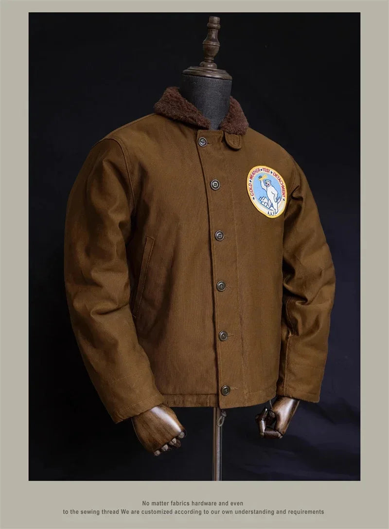 N-1 Red Tornado Naval Deck Jacket Jungle Cloth Shell Alpaca Lined Coat Men Vintage Workwear 2026ss design